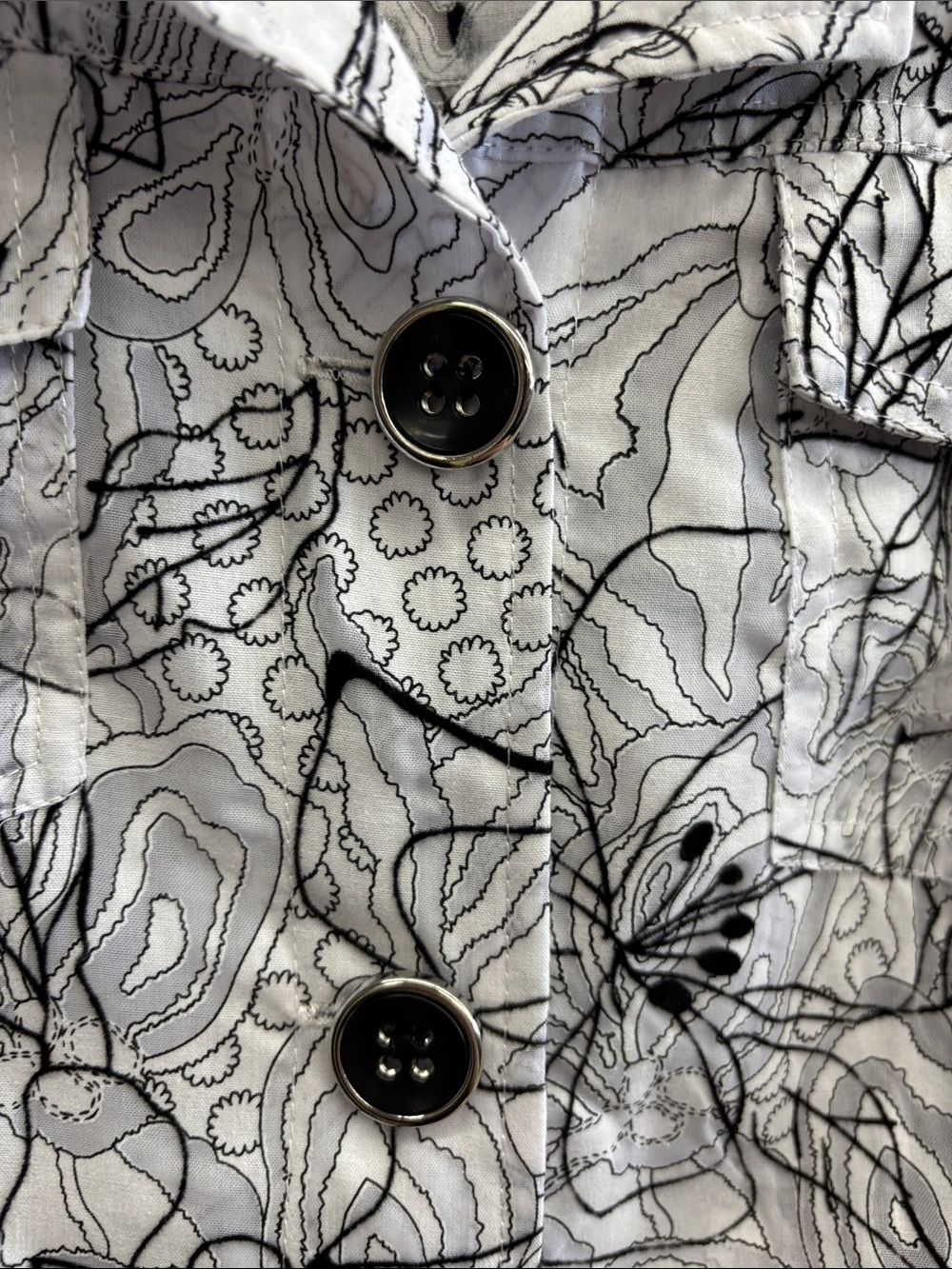 Christopher & Banks White and Black Floral Button-Front Shirt Jacket - Picture 2 of 5